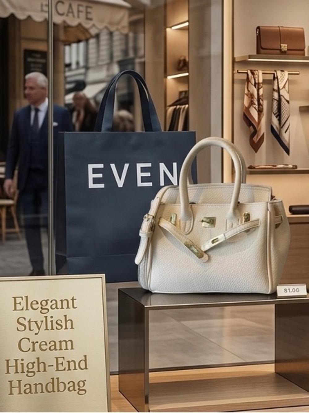 Elegant Stylish Cream High End Handbag ( Medium Size) with Pegasus Pendant Lock…